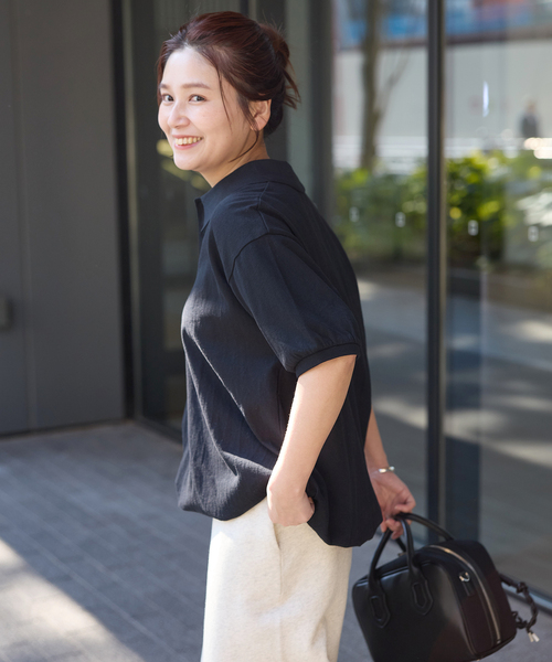 STAR&STRIPE（スターアンドストライプ）の「【STAR＆STRIPE】 オーバーFIT ポロプルオーバー（Tシャツ/カットソー・レディース・チャコールグレー/ブラック/ブラウン/ベージュ・FREE）」の17枚目の写真