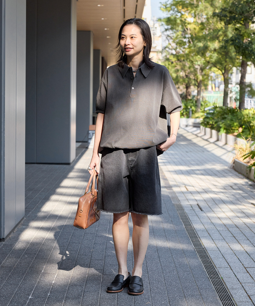STAR&STRIPE（スターアンドストライプ）の「【STAR＆STRIPE】 オーバーFIT ポロプルオーバー（Tシャツ/カットソー・レディース・チャコールグレー/ブラック/ブラウン/ベージュ・FREE）」の19枚目の写真