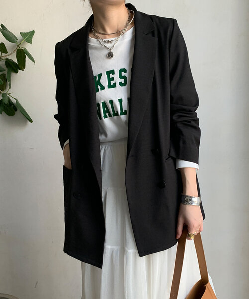 DouDou（ドゥドゥ）の「エージングドビークロスダブルジャケット（テーラードジャケット・レディース・ブラック/オフホワイト/キャメル・FREE）」の15枚目の写真