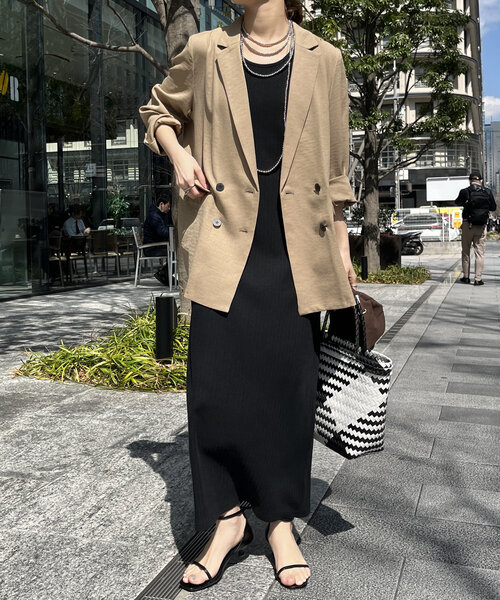 DouDou（ドゥドゥ）の「エージングドビークロスダブルジャケット（テーラードジャケット・レディース・ブラック/オフホワイト/キャメル・FREE）」の20枚目の写真