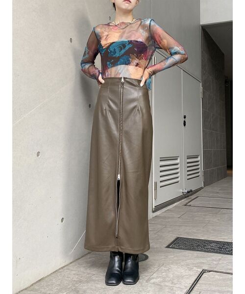 muu セール】ヴィンテージライクフェイクレザーミニスカート（スカート