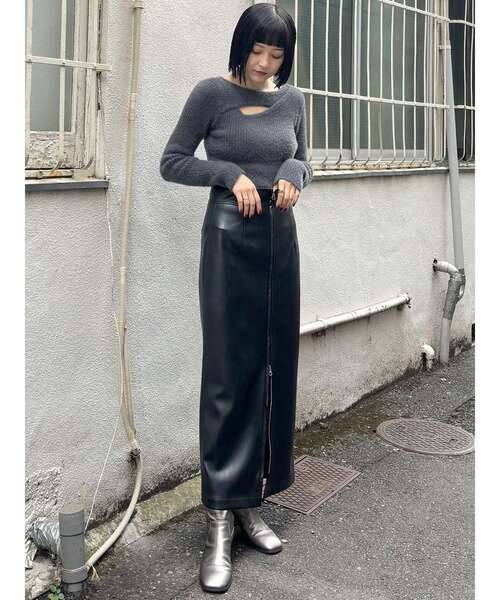 muu セール】ヴィンテージライクフェイクレザーミニスカート（スカート