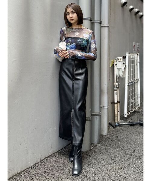 セール】マルチウェイナローフェイクレザースカート（スカート