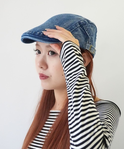 Port（ポート）の「【 antique andico / アンティーク アンディコ 】 ウォッシュド デニム ハンチング ＃ _（ハンチング/ベレー帽・レディース・ネイビー/ブラック/ライトブルー・FREE）」の3枚目の写真