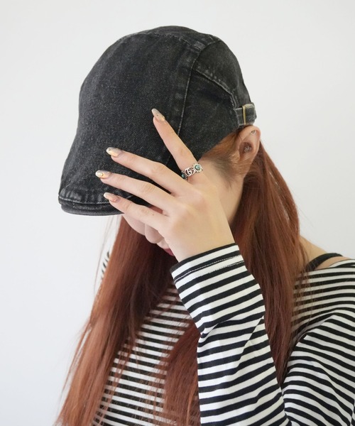 Port（ポート）の「【 antique andico / アンティーク アンディコ 】 ウォッシュド デニム ハンチング ＃ _（ハンチング/ベレー帽・レディース・ネイビー/ブラック/ライトブルー・FREE）」の2枚目の写真
