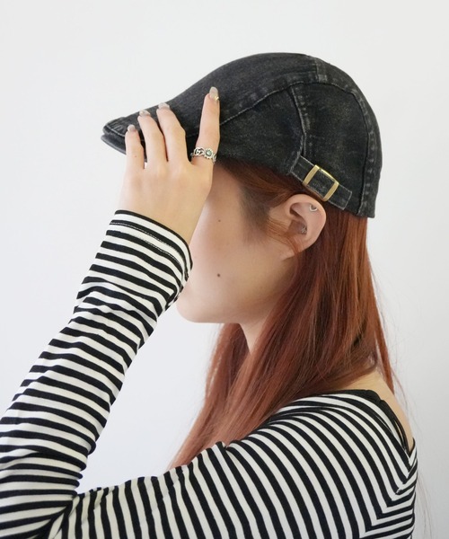 Port（ポート）の「【 antique andico / アンティーク アンディコ 】 ウォッシュド デニム ハンチング ＃ _（ハンチング/ベレー帽・レディース・ネイビー/ブラック/ライトブルー・FREE）」の4枚目の写真