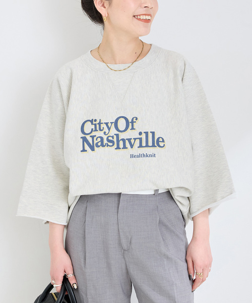Healthknit(ヘルスニット)の「Healthknit/ヘルスニット 別注 プリントロゴスウェット(Tシャツ/カットソー・レディース・ライトグレー/グレー/チャコールグレー・FREE)」の3枚目の写真