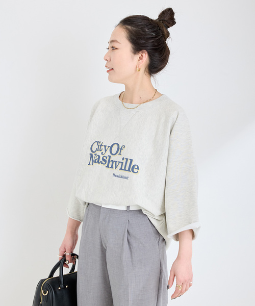Healthknit(ヘルスニット)の「Healthknit/ヘルスニット 別注 プリントロゴスウェット(Tシャツ/カットソー・レディース・ライトグレー/グレー/チャコールグレー・FREE)」の15枚目の写真