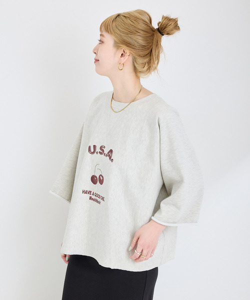 Healthknit(ヘルスニット)の「Healthknit/ヘルスニット 別注 プリントロゴスウェット(Tシャツ/カットソー・レディース・ライトグレー/グレー/チャコールグレー・FREE)」の22枚目の写真