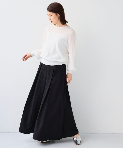 CROSS FUNCTION（クロスファンクション）の「《洗える》サマナチュラシアー切り替えパフスリーブニットトップス【CF/クロスファンクション】（ニット/セーター・レディース・杢グレー/オフホワイト/ミント/ブラック・L/M/LL）」の13枚目の写真