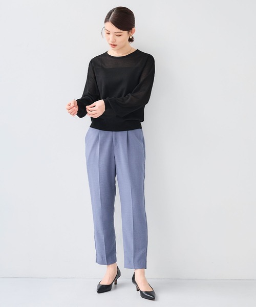 CROSS FUNCTION（クロスファンクション）の「《洗える》サマナチュラシアー切り替えパフスリーブニットトップス【CF/クロスファンクション】（ニット/セーター・レディース・杢グレー/オフホワイト/ミント/ブラック・L/M/LL）」の21枚目の写真