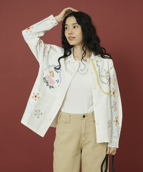 freada アンブレラ ヨーク 刺繍 シャツジャケット