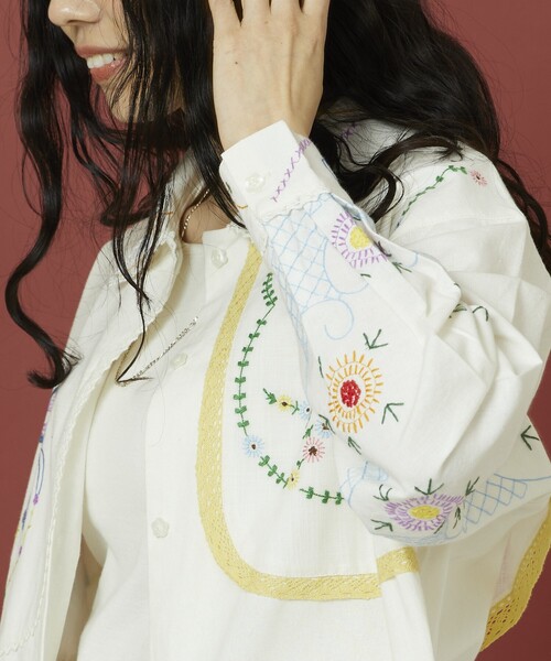 Freada アンブレラ ヨーク 刺繍 シャツジャケット