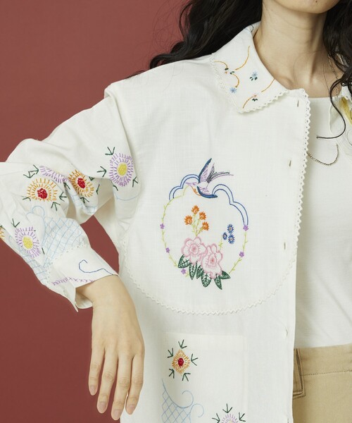 美品】Freada/フリーダ アンブレラ ヨーク 刺繍 シャツジャケット