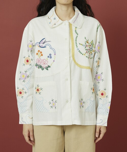 Freada アンブレラ ヨーク 刺繍 シャツジャケット
