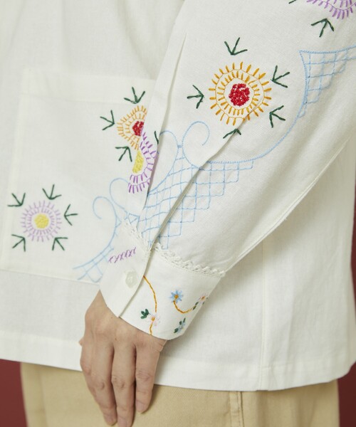Freada(フリーダ)の「Freada/フリーダ アンブレラ ヨーク 刺繍 シャツジャケット(シャツ/ブラウス・レディース・ブルー/ナチュラル・ONE SIZE)」の3枚目の写真
