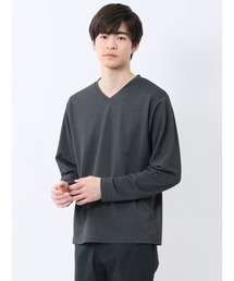 NOTA BENE | 【ウォッシャブル】ノータベネ/NOTABENE メランジ鹿の子 Vネック長袖Tシャツ(Tシャツ/カットソー)