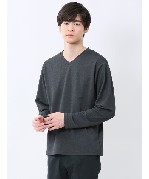 NOTA BENE(ノータベネ)の「【ウォッシャブル】ノータベネ/NOTABENE メランジ鹿の子 Vネック長袖Tシャツ(Tシャツ/カットソー・メンズ・グレー系その他2/ネイビー・MEDIUM/LARGE/X-LARGE)」の1枚目の写真