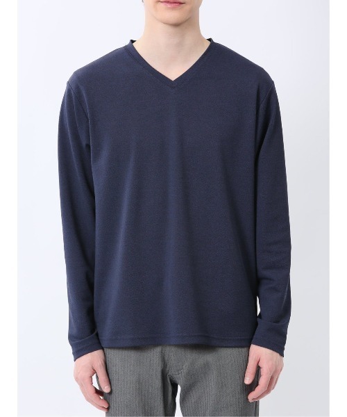 NOTA BENE(ノータベネ)の「【ウォッシャブル】ノータベネ/NOTABENE メランジ鹿の子 Vネック長袖Tシャツ(Tシャツ/カットソー・メンズ・グレー系その他2/ネイビー・MEDIUM/LARGE/X-LARGE)」の4枚目の写真