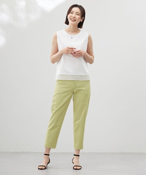 J.PRESS(ジェイプレス)の「【洗える・接触冷感・UVケア・吸水速乾・防透け】麻シェルドライ テーパード パンツ(その他パンツ・レディース・アイボリー系/カーキ系/ライトグリーン系/ネイビー系・T13/T15/T17)」の7枚目の写真
