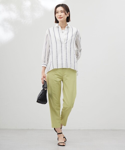 J.PRESS(ジェイプレス)の「【洗える・接触冷感・UVケア・吸水速乾・防透け】麻シェルドライ テーパード パンツ(その他パンツ・レディース・アイボリー系/カーキ系/ライトグリーン系/ネイビー系・T13/T15/T17)」の8枚目の写真