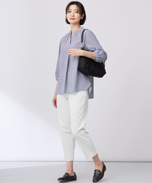 J.PRESS(ジェイプレス)の「【洗える・接触冷感・UVケア・吸水速乾・防透け】麻シェルドライ テーパード パンツ(その他パンツ・レディース・アイボリー系/カーキ系/ライトグリーン系/ネイビー系・T13/T15/T17)」の13枚目の写真