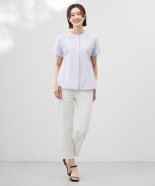 J.PRESS(ジェイプレス)の「【洗える・接触冷感・UVケア・吸水速乾・防透け】麻シェルドライ テーパード パンツ(その他パンツ・レディース・アイボリー系/カーキ系/ライトグリーン系/ネイビー系・T13/T15/T17)」の18枚目の写真