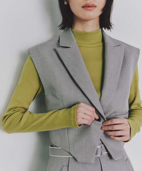 UNITED TOKYO（ユナイテッドトウキョウ）の「【残りわずか！】ガーターヘムショートベスト｜セットアップ/ウォッシャブル/オケージョン/春服（ベスト・レディース・グレー/ブラック・FREE）」の20枚目の写真