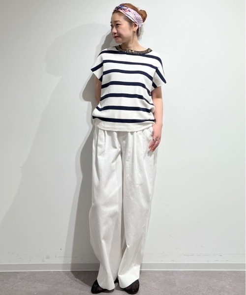 human woman（ヒューマンウーマン）の「◆【福田麻琴さんコラボ】カツラギタックワイドパンツ（その他パンツ・レディース・ホワイト・SMALL/MEDIUM）」の4枚目の写真