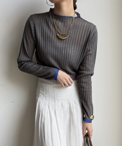 DouDou ニット DouDou ニット セーター 「WEB限定」シアーPINSIOロゴニット