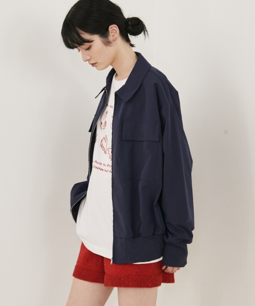 MERLOT(メルロー)の「【サイズ展開あり】【動画あり】フラップポケットボーイフレンドジャケット/秋服(ブルゾン・レディース・アイボリー/ネイビー・LARGE/MEDIUM)」の5枚目の写真