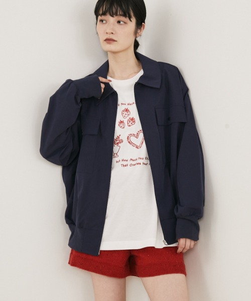 芽風 定価6.9万 近年 ロゴタフタ ジャケット アウター ネイビー 38 芽