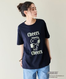 【PEANUTS/ピーナッツ】SNOOPY/スヌーピー『Cheers』プリント半袖Tシャツ