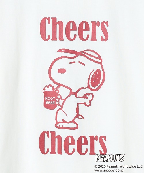 PEANUTS(ピーナッツ)の「【PEANUTS/ピーナッツ】SNOOPY/スヌーピー『Cheers』プリント半袖Tシャツ(Tシャツ/カットソー・レディース・オフホワイト/ブラック/ブルー/ネイビー・M/L/LL/3L)」の9枚目の写真