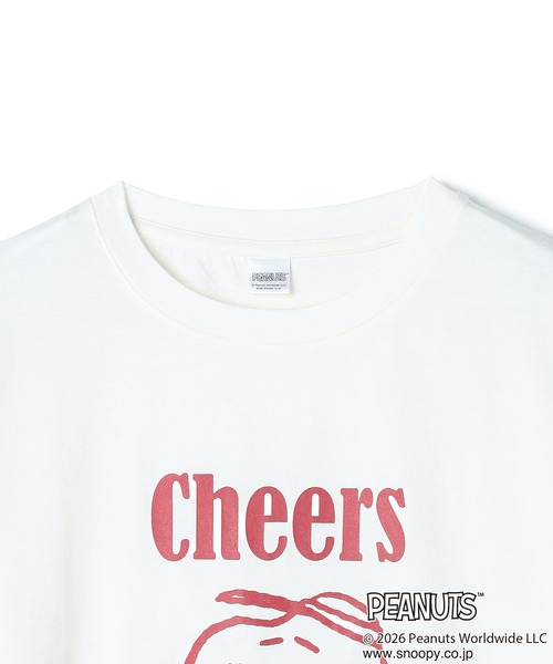 PEANUTS(ピーナッツ)の「【PEANUTS/ピーナッツ】SNOOPY/スヌーピー『Cheers』プリント半袖Tシャツ(Tシャツ/カットソー・レディース・オフホワイト/ブラック/ブルー/ネイビー・M/L/LL/3L)」の8枚目の写真