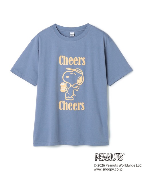 PEANUTS(ピーナッツ)の「【PEANUTS/ピーナッツ】SNOOPY/スヌーピー『Cheers』プリント半袖Tシャツ(Tシャツ/カットソー・レディース・オフホワイト/ブラック/ブルー/ネイビー・M/L/LL/3L)」の6枚目の写真