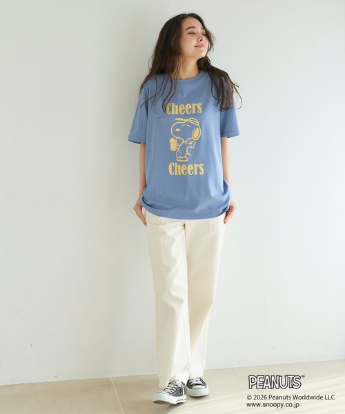 PEANUTS(ピーナッツ)の「【PEANUTS/ピーナッツ】SNOOPY/スヌーピー『Cheers』プリント半袖Tシャツ(Tシャツ/カットソー・レディース・オフホワイト/ブラック/ブルー/ネイビー・M/L/LL/3L)」の14枚目の写真