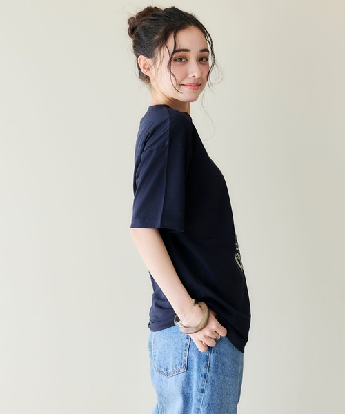 PEANUTS(ピーナッツ)の「【PEANUTS/ピーナッツ】SNOOPY/スヌーピー『Cheers』プリント半袖Tシャツ(Tシャツ/カットソー・レディース・オフホワイト/ブラック/ブルー/ネイビー・M/L/LL/3L)」の22枚目の写真