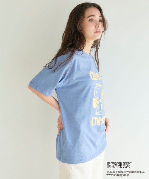 PEANUTS(ピーナッツ)の「【PEANUTS/ピーナッツ】SNOOPY/スヌーピー『Cheers』プリント半袖Tシャツ(Tシャツ/カットソー・レディース・オフホワイト/ブラック/ブルー/ネイビー・M/L/LL/3L)」の7枚目の写真