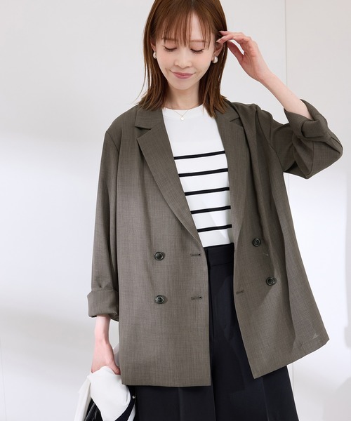 ロペピクニック麻調シアーダブルテーラードジャケット　茶 ダークブラウン　38 楽天市場】【SALE／50%OFF】セットアップ対応/麻調シアーダブル