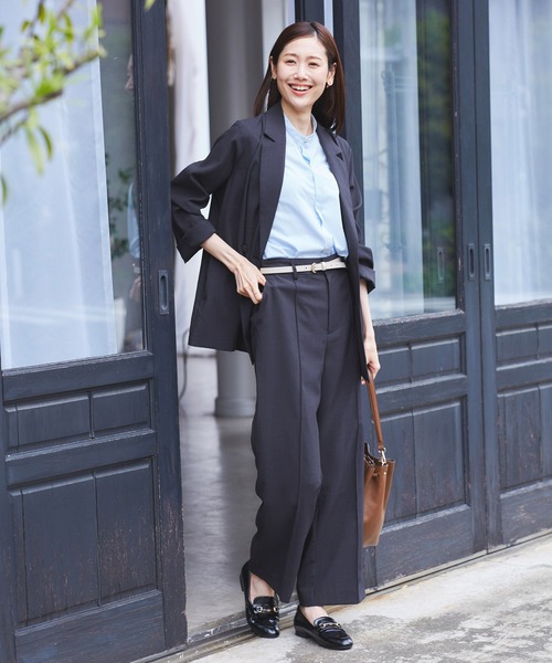 ROPE' PICNIC（ロペピクニック）の「【接触冷感・UVカット・速乾】【リネンライク・シリーズ】シアーテーラードジャケット/セットアップ対応（テーラードジャケット・レディース・ベージュ/ダークブラウン/ネイビー/チャコールグレー/グレー系その他・38）」の18枚目の写真