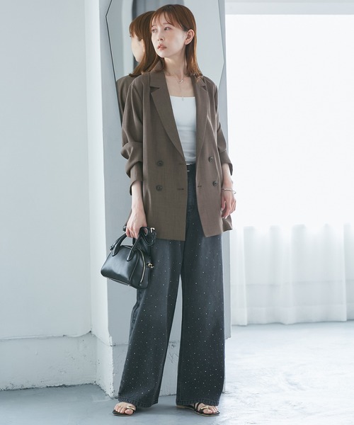 ROPE' PICNIC（ロペピクニック）の「【接触冷感・UVカット・速乾】【リネンライク・シリーズ】シアーテーラードジャケット/セットアップ対応（テーラードジャケット・レディース・ベージュ/ダークブラウン/ネイビー/チャコールグレー/グレー系その他・38）」の20枚目の写真