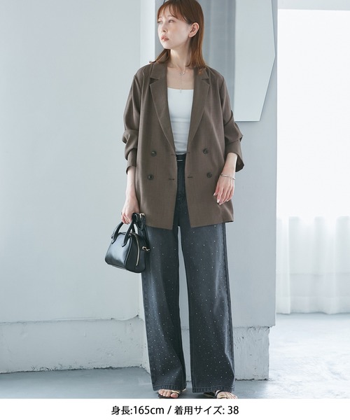 ROPE' PICNIC（ロペピクニック）の「【接触冷感・UVカット・速乾】【リネンライク・シリーズ】シアーテーラードジャケット/セットアップ対応（テーラードジャケット・レディース・ベージュ/ダークブラウン/ネイビー/チャコールグレー/グレー系その他・38）」の19枚目の写真