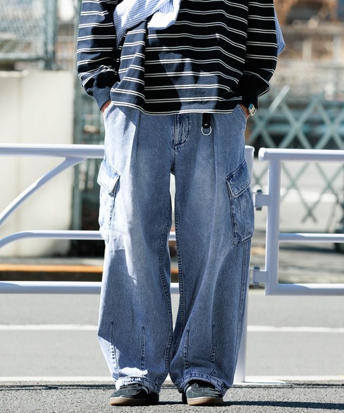 RAGEBLUE（レイジブルー）の「ライトデニムワイドカーゴパンツ/パラシュートパンツ（デニムパンツ・メンズ・ブルー系その他/ブルー/グレー・SMALL/LARGE/MEDIUM）」の13枚目の写真