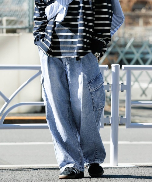 RAGEBLUE（レイジブルー）の「ライトデニムワイドカーゴパンツ