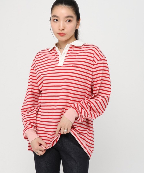 AMESWORLDWIDE(アメスワールドワイド)の「【UNISEX】AMES WORLDWIDE/ボーダー長袖T(Tシャツ/カットソー・レディース・ブルー/ブラック/ピンク・FREE)」の3枚目の写真