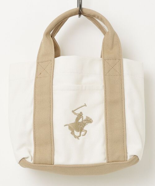 BEVERLY HILLS POLO CLUB(ビバリーヒルズポロクラブ)の「【BEVERLY HILLS POLO CLUB / ビバリーヒルズポロクラブ】16ozキャンバスロゴ刺繍ミニトートバッグ(トートバッグ・レディース・ホワイト系1/ホワイト系2/ホワイト系3/ホワイト系4/ブラック・FREE)」の4枚目の写真