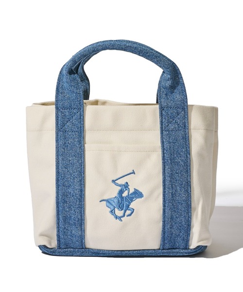 BEVERLY HILLS POLO CLUB(ビバリーヒルズポロクラブ)の「【BEVERLY HILLS POLO CLUB / ビバリーヒルズポロクラブ】16ozキャンバスロゴ刺繍ミニトートバッグ(トートバッグ・レディース・ホワイト系1/ホワイト系2/ホワイト系3/ホワイト系4/ブラック・FREE)」の2枚目の写真