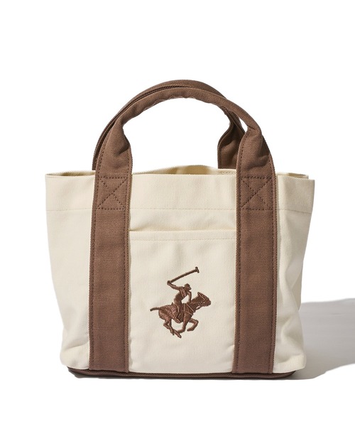 BEVERLY HILLS POLO CLUB(ビバリーヒルズポロクラブ)の「【BEVERLY HILLS POLO CLUB / ビバリーヒルズポロクラブ】16ozキャンバスロゴ刺繍ミニトートバッグ(トートバッグ・レディース・ホワイト系1/ホワイト系2/ホワイト系3/ホワイト系4/ブラック・FREE)」の3枚目の写真