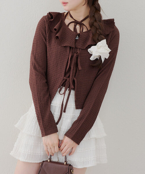 Another Branch olive des olive（アナザーブランチオリーブデオリーブ）の「フリフリカーディガン＆ホルターキャミSET（Tシャツ/カットソー・レディース・イエロー/その他11/アイボリー/ブラック/ブラウン・FREE）」の20枚目の写真